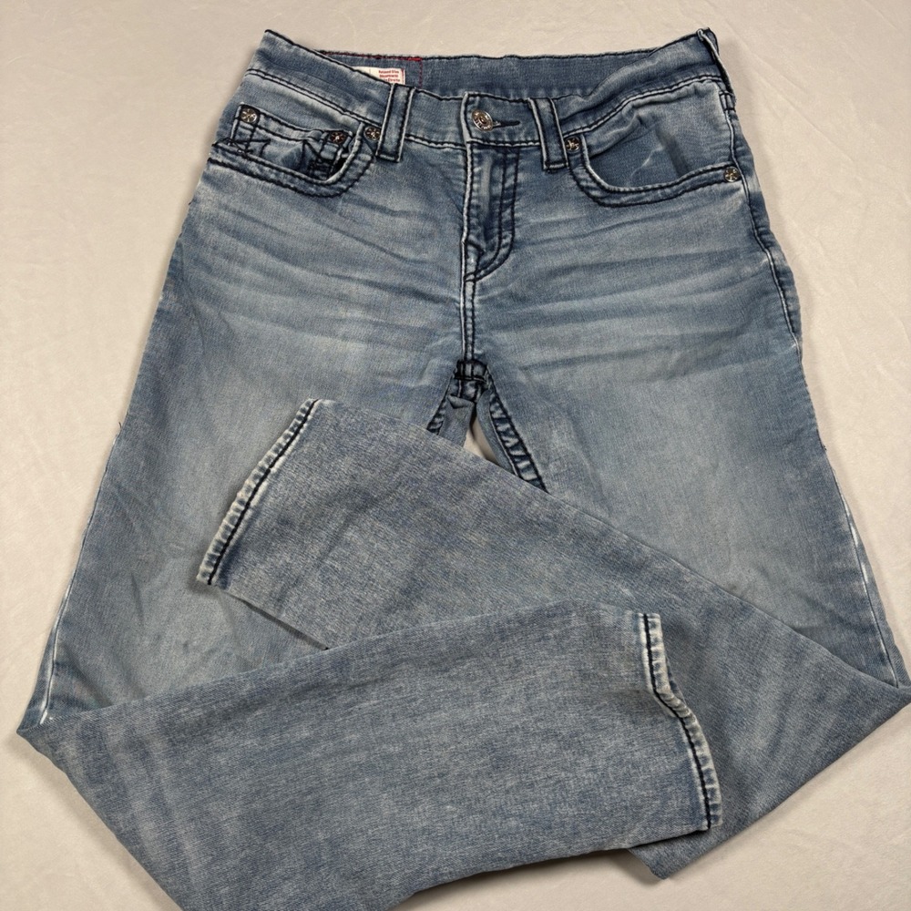 True Religion Jeans Men 30 Blue Geno Relaxed Slim Fit Horseshoe Stitch Denim
